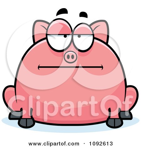 Clipart Chubby Bored Pig - Royalty Free Vector Illustration by Cory Thoman
