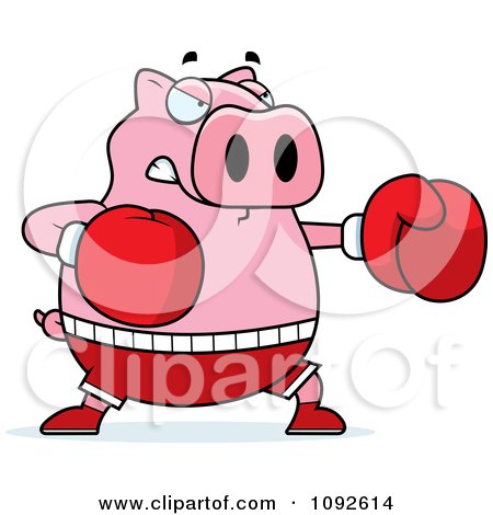 Clipart Chubby Pig Boxing - Royalty Free Vector Illustration by Cory Thoman
