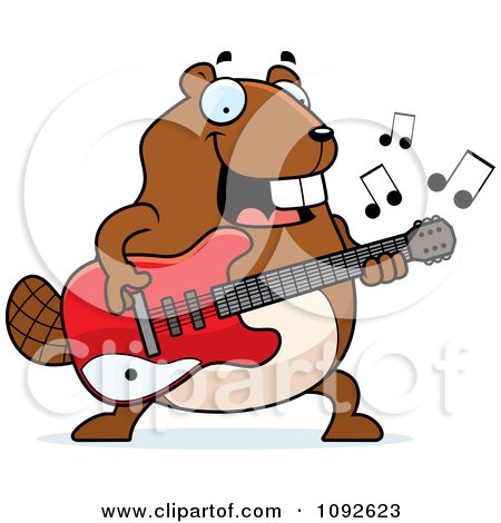 Clipart Chubby Beaver Guitarist - Royalty Free Vector Illustration by Cory Thoman