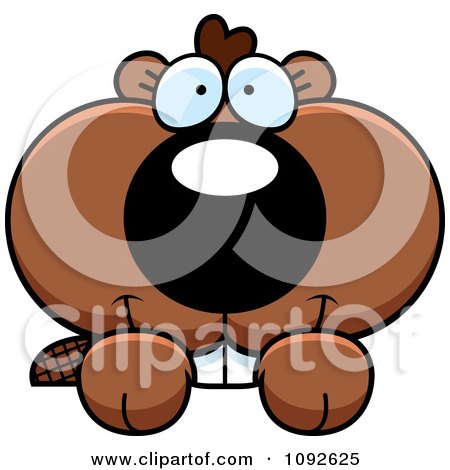 Clipart Cute Beaver Looking Over A Surface - Royalty Free Vector Illustration by Cory Thoman