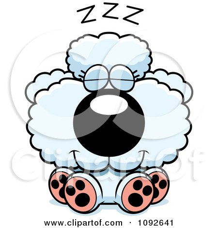 Clipart Cute White Poodle Puppy Sleeping - Royalty Free Vector Illustration by Cory Thoman