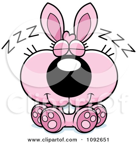 Clipart Cute Pink Bunny Sleeping - Royalty Free Vector Illustration by Cory Thoman