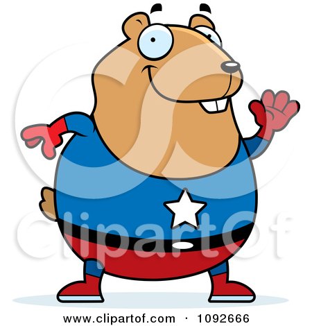 Clipart Chubby Super Hamster Waving - Royalty Free Vector Illustration by Cory Thoman