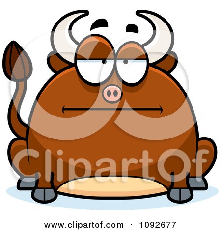 Clipart Chubby Bored Bull - Royalty Free Vector Illustration by Cory Thoman