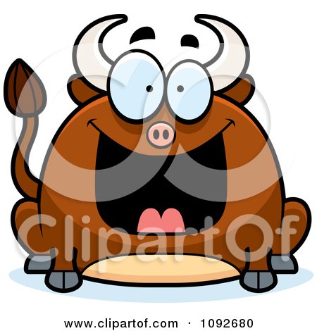 Clipart Chubby Grinning Bull - Royalty Free Vector Illustration by Cory Thoman