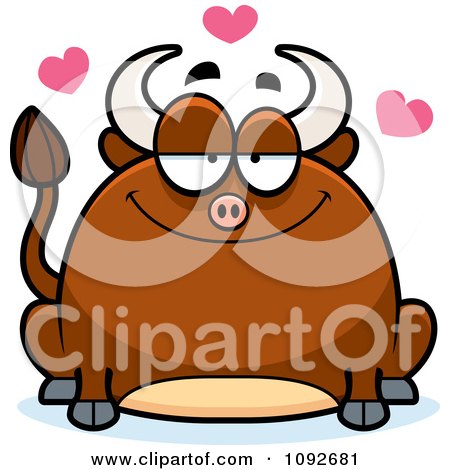Clipart Chubby Bull In Love - Royalty Free Vector Illustration by Cory Thoman