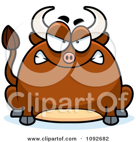 Clipart Chubby Mad Bull - Royalty Free Vector Illustration by Cory Thoman