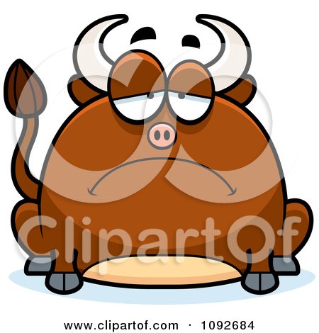 Clipart Chubby Sad Bull - Royalty Free Vector Illustration by Cory Thoman