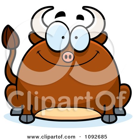 Clipart Chubby Smiling Bull - Royalty Free Vector Illustration by Cory Thoman