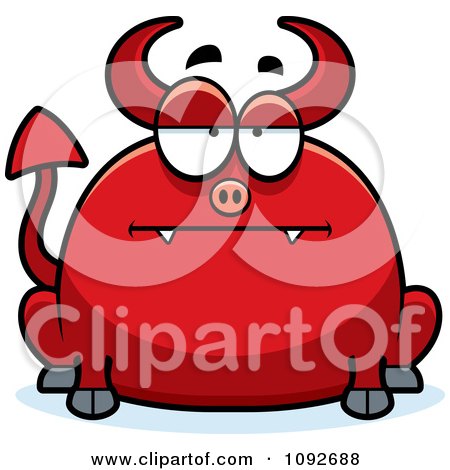 Clipart Chubby Bored Devil - Royalty Free Vector Illustration by Cory Thoman