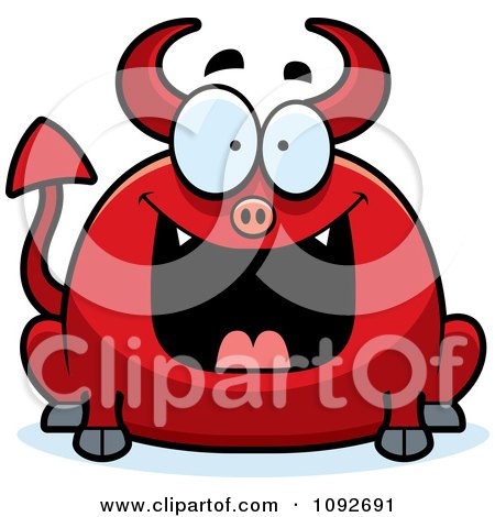 Clipart Chubby Grinning Devil - Royalty Free Vector Illustration by Cory Thoman