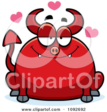 Clipart Chubby Devil In Love - Royalty Free Vector Illustration by Cory Thoman