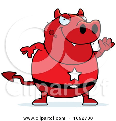 Clipart Chubby Super Devil Waving - Royalty Free Vector Illustration by Cory Thoman