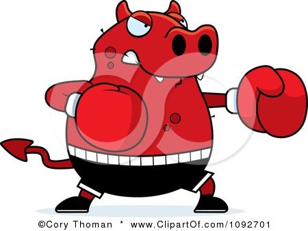 Clipart Chubby Devil Boxing - Royalty Free Vector Illustration by Cory Thoman