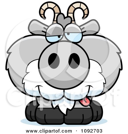 Clipart Goofy Gray Goat Sitting - Royalty Free Vector Illustration by Cory Thoman