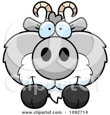 Clipart Cute Gray Goat Looking Over A Surface - Royalty Free Vector Illustration by Cory Thoman