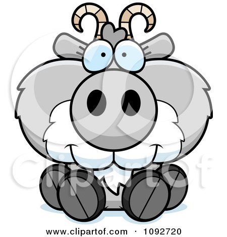 Clipart Cute Gray Goat Sitting - Royalty Free Vector Illustration by Cory Thoman