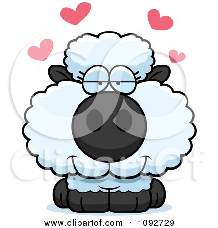 Clipart Cute Baby Sheep In Love - Royalty Free Vector Illustration by Cory Thoman