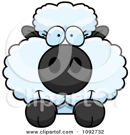 Clipart Cute Baby Sheep Looking Over A Surface - Royalty Free Vector Illustration by Cory Thoman