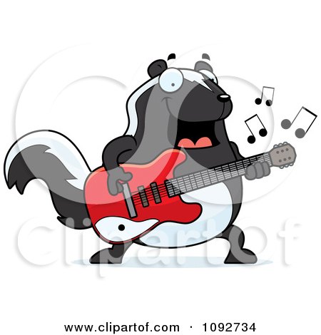Clipart Chubby Skunk Guitarist - Royalty Free Vector Illustration by Cory Thoman
