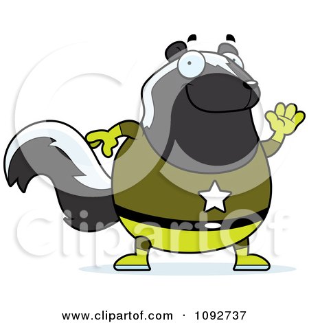 Clipart Chubby Super Skunk Waving - Royalty Free Vector Illustration by Cory Thoman