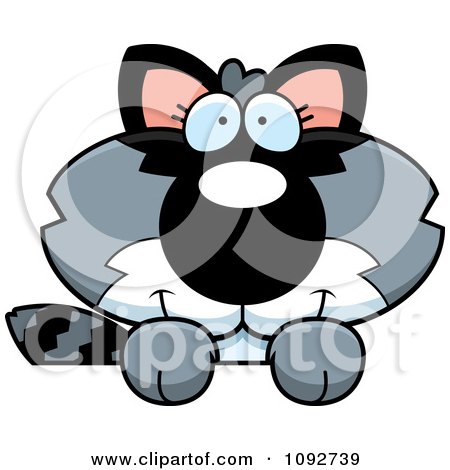 Clipart Cute Baby Raccoon Looking Over A Surface - Royalty Free Vector Illustration by Cory Thoman