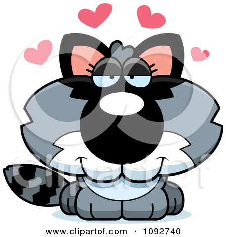 Clipart Cute Baby Raccoon In Love - Royalty Free Vector Illustration by Cory Thoman