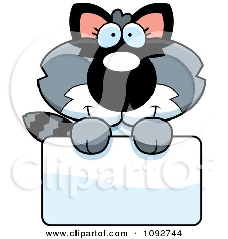 Clipart Cute Baby Raccoon Holding A Sign - Royalty Free Vector Illustration by Cory Thoman