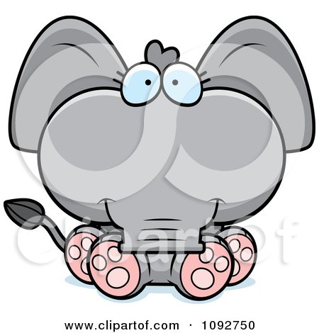 Clipart Cute Baby Elephant Sitting - Royalty Free Vector Illustration by Cory Thoman