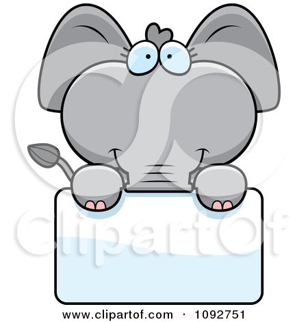 Clipart Cute Baby Elephant Holding A Sign - Royalty Free Vector Illustration by Cory Thoman