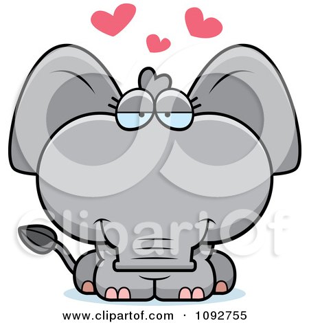 Clipart Cute Baby Elephant In Love - Royalty Free Vector Illustration by Cory Thoman