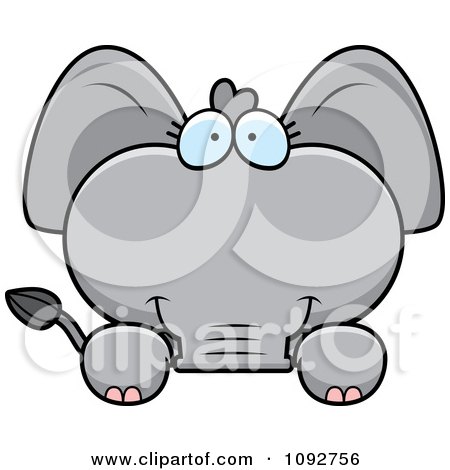 Clipart Cute Baby Elephant Looking Over A Surface - Royalty Free Vector Illustration by Cory Thoman