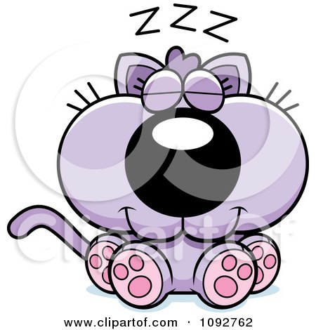 Clipart Cute Purple Kitten Napping - Royalty Free Vector Illustration by Cory Thoman