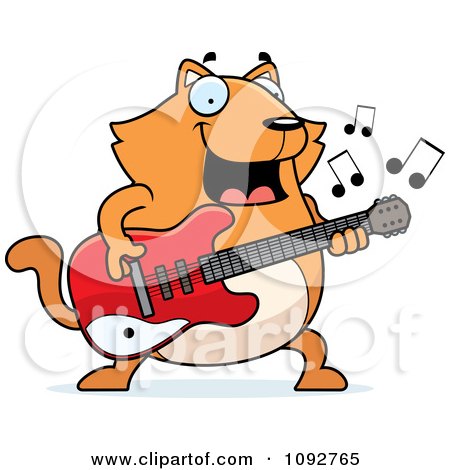 Clipart Chubby Orange Cat Guitarist - Royalty Free Vector Illustration by Cory Thoman