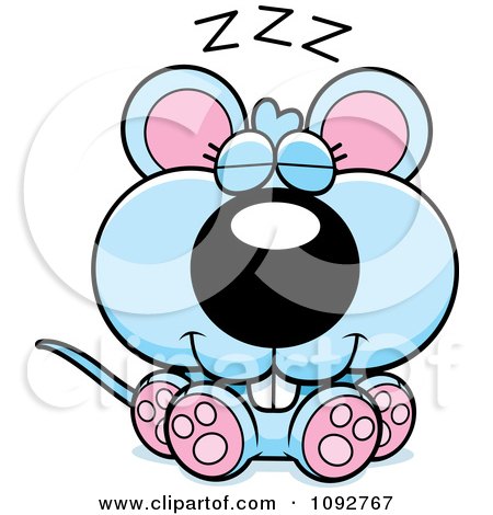 Clipart Cute Blue Mouse Sleeping - Royalty Free Vector Illustration by Cory Thoman