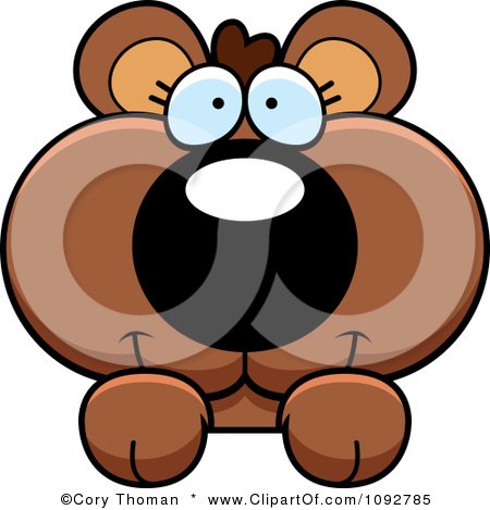 Clipart Cute Bear Cub Looking Over A Surface - Royalty Free Vector Illustration by Cory Thoman