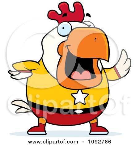 Clipart Chubby Super Rooster Waving - Royalty Free Vector Illustration by Cory Thoman