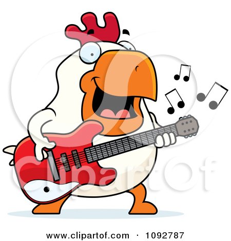 Clipart Chubby Rooster Guitarist - Royalty Free Vector Illustration by Cory Thoman