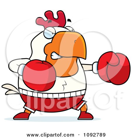 Clipart Chubby Rooster Boxing - Royalty Free Vector Illustration by Cory Thoman