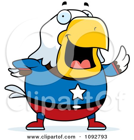 Clipart Chubby Super Bald Eagle Waving - Royalty Free Vector Illustration by Cory Thoman