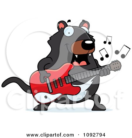 Clipart Chubby Tazmanian Devil Guitarist - Royalty Free Vector Illustration by Cory Thoman