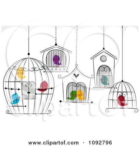 Clipart Birds In Cages - Royalty Free Vector Illustration by BNP Design Studio
