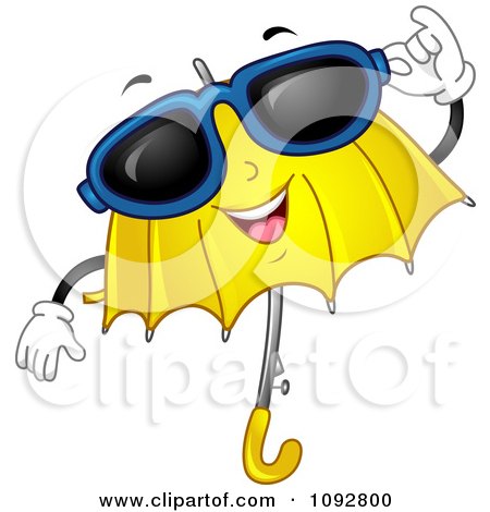 Clipart Yellow Umbrella Wearing Shades - Royalty Free Vector Illustration by BNP Design Studio