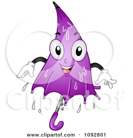 Clipart Drenched Purple Umbrella - Royalty Free Vector Illustration by BNP Design Studio
