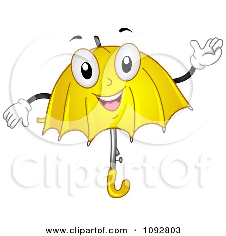 Clipart Waving Yellow Umbrella - Royalty Free Vector Illustration by BNP Design Studio