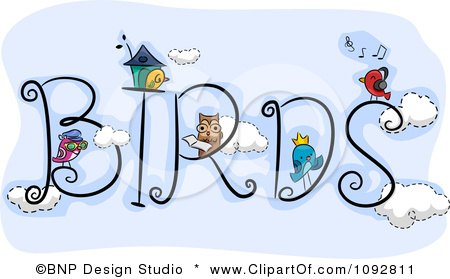 Clipart The Word Birds In The Sky With Birds - Royalty Free Vector Illustration by BNP Design Studio