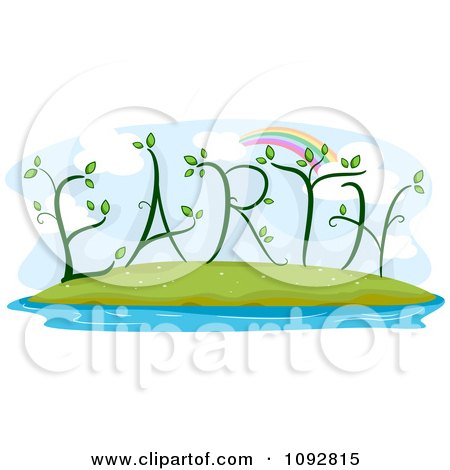 Clipart Rainbow Over Plants Forming EARTH - Royalty Free Vector Illustration by BNP Design Studio