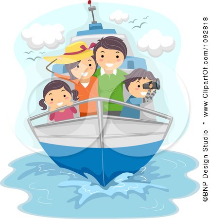 Clipart Happy Family Traveling On A Ship - Royalty Free Vector Illustration by BNP Design Studio