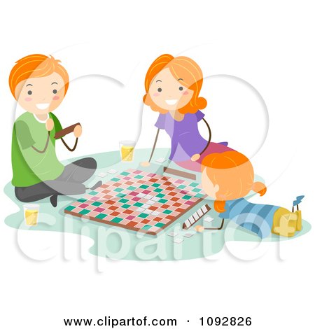 Clipart Happy Family Playing A Board Game Together - Royalty Free Vector Illustration by BNP Design Studio