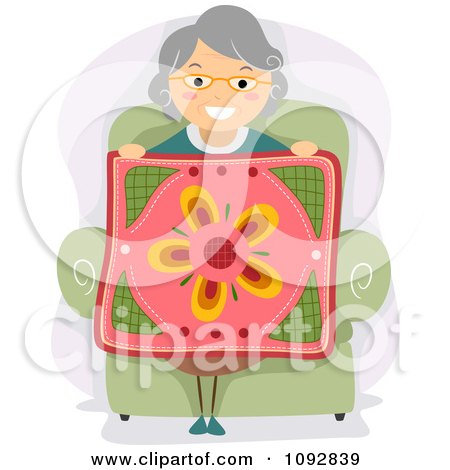 Senior Woman Holding Up A Floral Quilt Posters, Art Prints